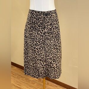 Anthropologie Black and Cream Animal Print Midi Skirt